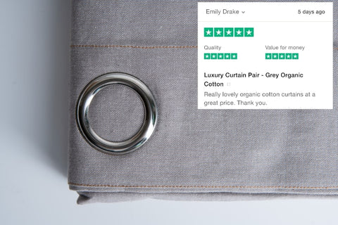 Luxury Curtain Pair - Grey Organic Cotton