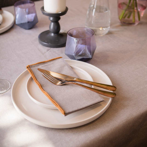 cotton table napkin with knife & fork on the dinning table