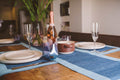 100% Organic cotton blue table runner for dinning table
